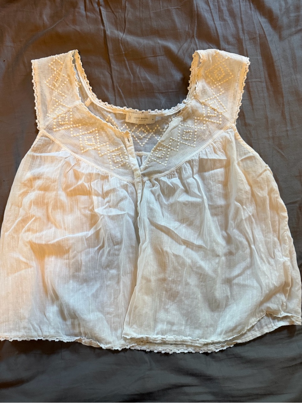 Lucky brand Mexican style gauzy top